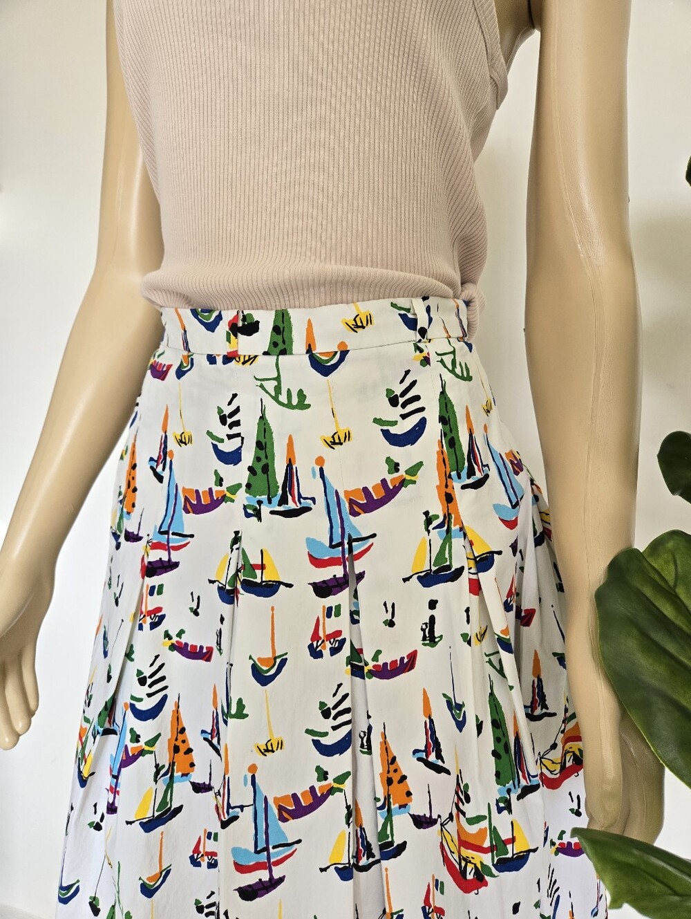 Rare Anthropologie Peony Smooth Sailing Midi Skirt Size 4 Cotton Women's - Picture 2 of 11